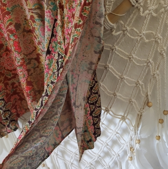 Zara Mixed Print Multi-Color Patchwork Longline Tunic Caftan coverup - Picture 7 of 10